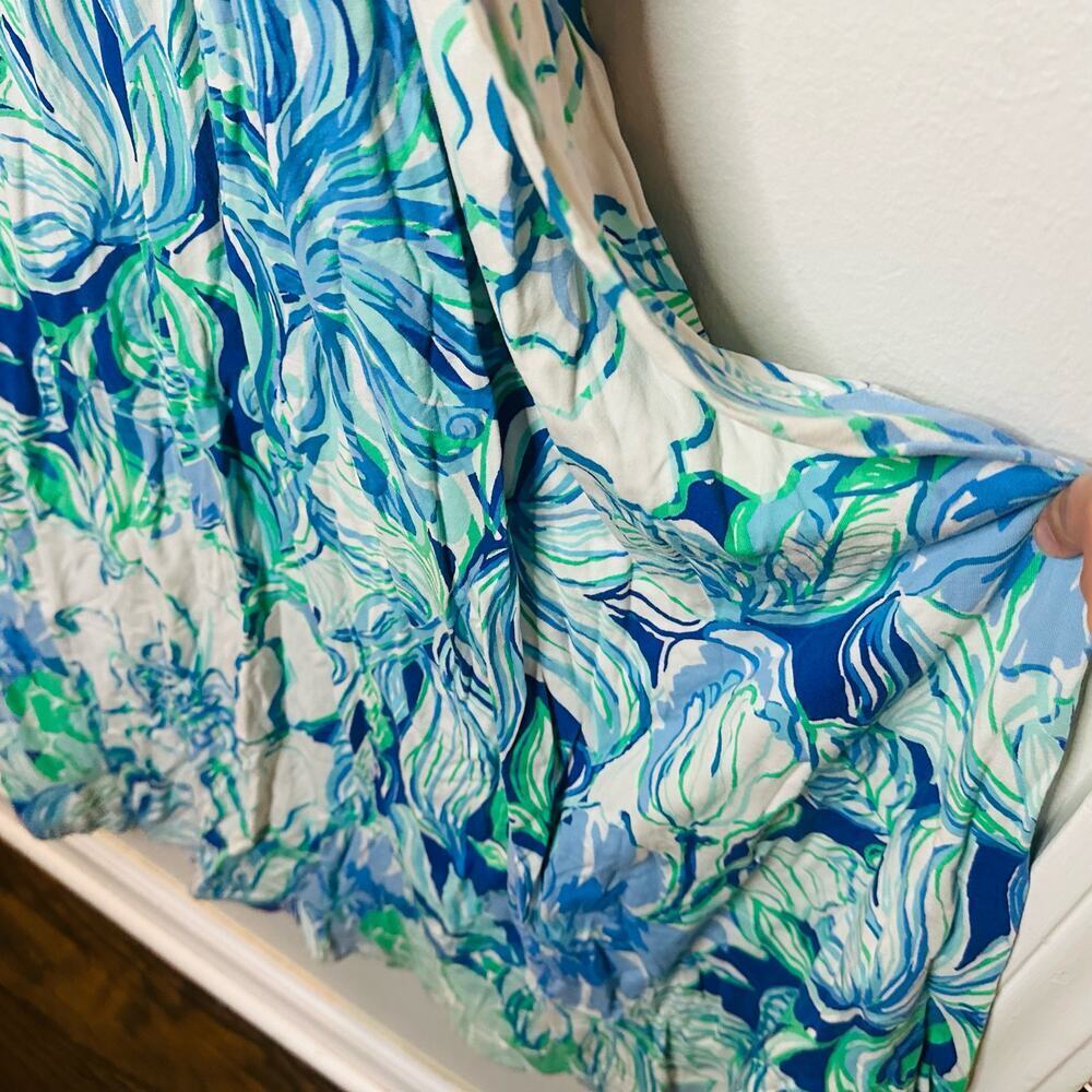 LILY PULITZER Women's Parigi Blue Teal Party Theme Tropical Maxi Dress Size XS - Picture 9 of 12